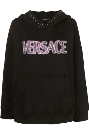VERSACE Hoodie con logo estampado y apliques
