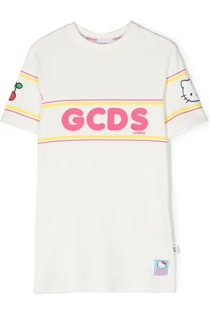 GCDS Vestido estilo playera manga corta con logo estampado