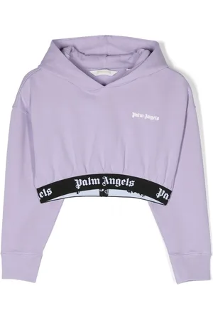 Palm Angels Hoodie corta con logo estampado