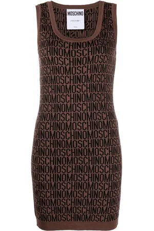 Moschino Vestido corto tejido con logo en iintarsia