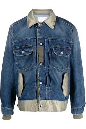 SACAI Chamarra de mezclilla con cuello en contraste