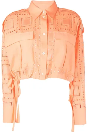 Msgm Camisa corta con bordado inglés