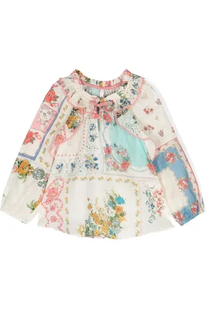 ZIMMERMANN Blusa con estampado floral y detalle de volantes