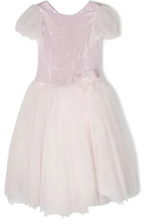 MONNALISA Vestido de fiesta de tul bordado con lentejuelas