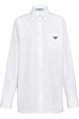 Prada Camisa de popelina con logo triangular