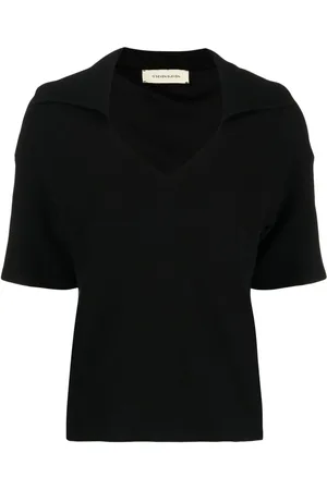 0711 Top tejido de canalé con cuello italiano
