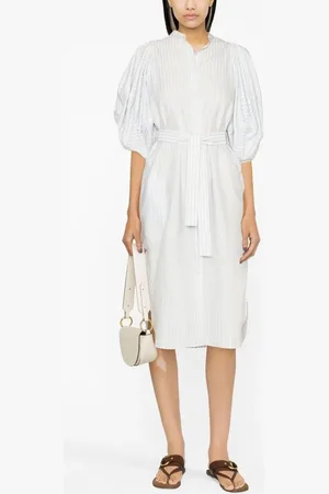 Stella McCartney Vestido camisero con cinturón y mangas farol