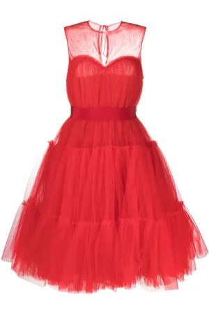 Serafini Vestido sin mangas con panel de tul