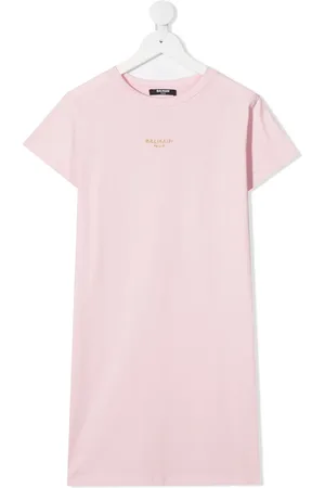Balmain Vestido estilo playera con logo bordado