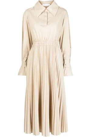 Simkhai Vestido camisero con diseño plisado y cuello oversize