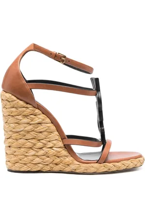 Saint Laurent Sandalias Cassandra con cuña de 105mm