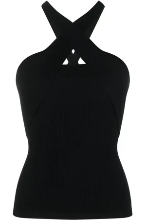 Msgm Top tejido de canalé con tiras cruzadas