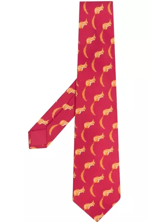 Hermès Corbata de seda con ardillas estampadas 2000 pre-owned