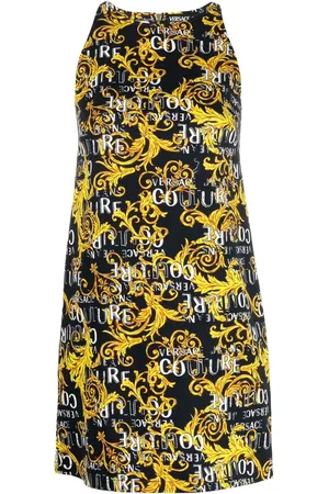 VERSACE Vestido corto con estampado Logo Couture