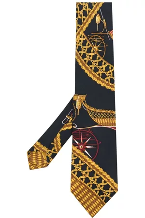 Hermès Corbata de seda con estampado Carriage 2010 pre-owned