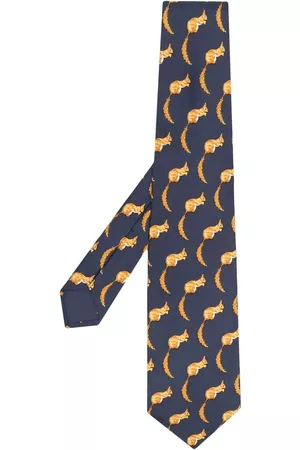 Hermès Corbata de seda con ardillas estampadas 2000 pre-owned