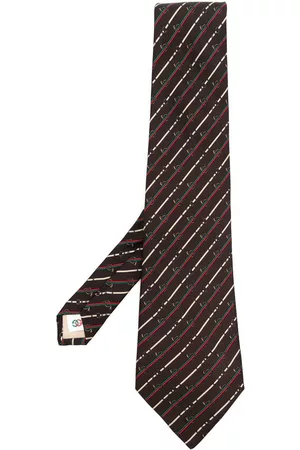 Gucci Corbata de seda con estampado gráfico 1980