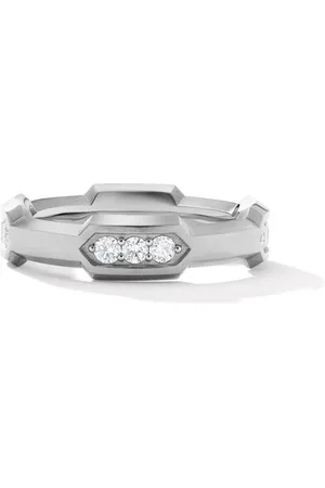 David Yurman Anillo Hex Station en plata de ley con diamante de 6mm