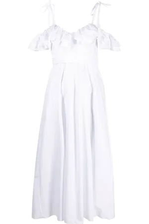 Giambattista Valli Vestido midi con hombros descubiertos y volantes