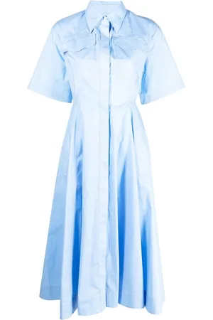 Msgm Vestido camisero acampanado manga corta
