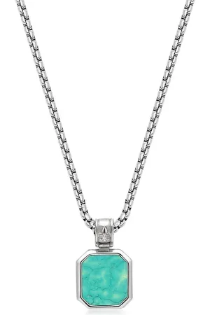 Nialaya Collar de cadena con dije cuadrado de turquesa