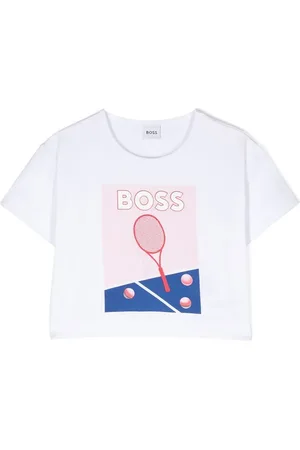 HUGO BOSS Playera con cuello redondo y estampado de tenis