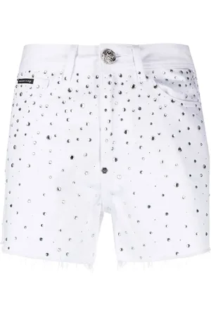 Philipp Plein Shorts de mezclilla con detalles de cristal