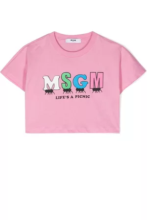 Msgm Playera corta con eslogan gráfico estampado