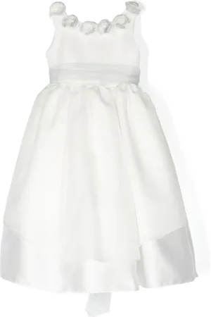 LA STUPENDERIA Vestido de seda satinado con apliques florales