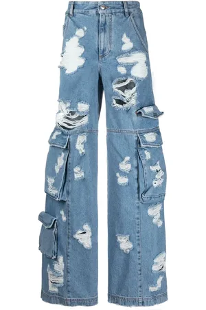 GCDS Jeans anchos con efecto envejecido