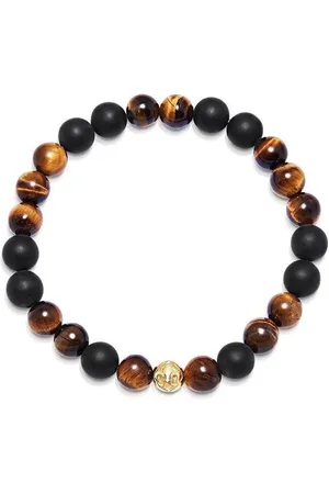 Nialaya Pulsera con cuentas de ojo de tigre y ónix