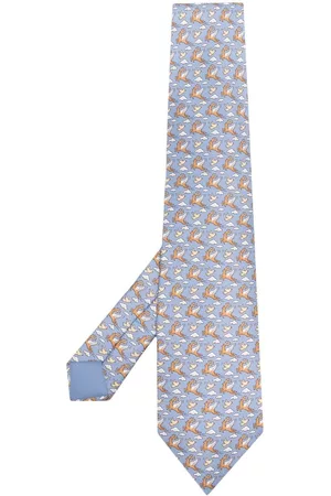 Hermès Corbata de seda con animales volando estampados 2000 pre-owned