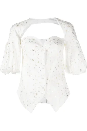 Rosie Assoulin Blusa con escote de corazón y flores estampadas