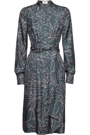 Salvatore Ferragamo Vestido camisero de seda con estampado abstracto