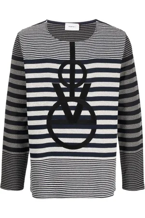 Ports V Playera con logo bordado y motivo de rayas