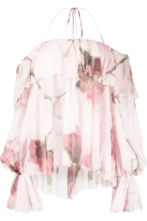 BLUMARINE Blusa con cuello Bardot y volantes