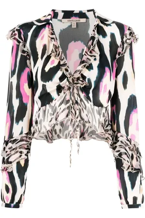 Roberto Cavalli Blusa estampada con volantes