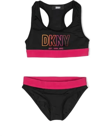 DKNY Bikini con logo estampado y espalda de nadador