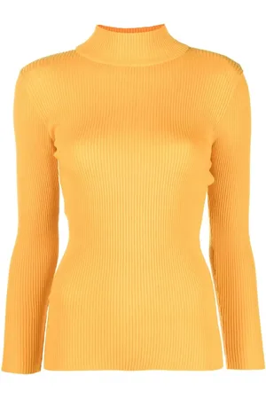 Saint Laurent Suéter de canalé con cuello falso 1970