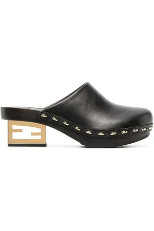 Fendi Mules con logo y tacón cuadrado