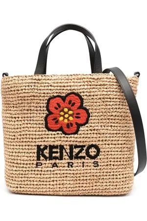 Kenzo Tote de paja Boke Flower