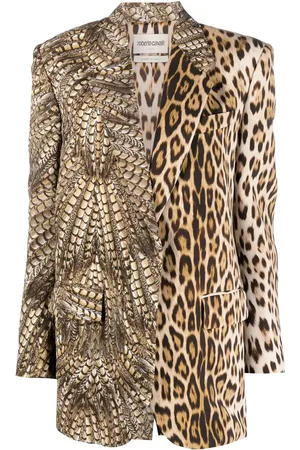 Roberto Cavalli Blazer con animal print y botones