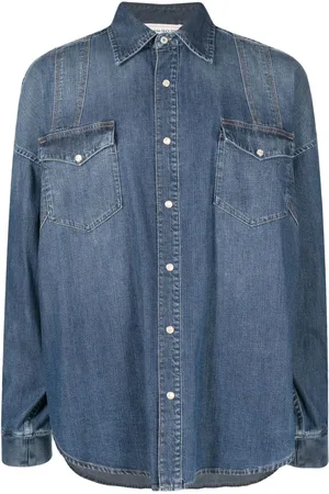 Alexander McQueen Camisa de mezclilla manga larga con botones