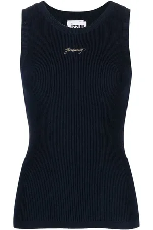 Izzue Top tejido de canalé con logo bordado
