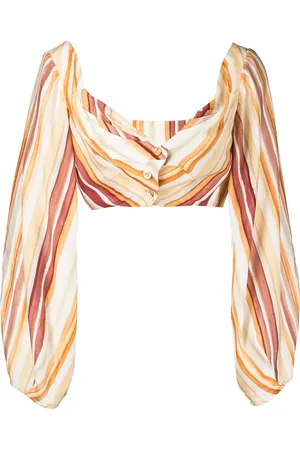 Cult Gaia Blusa corta con estampado a rayas