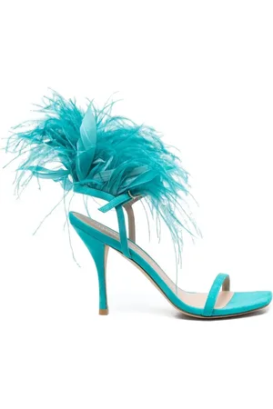 Stuart Weitzman Sandalias abiertas con detalle de plumas y tacón de 115mm