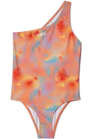 OFF-WHITE Traje de baño con tira en un hombro y estampado tie-dye