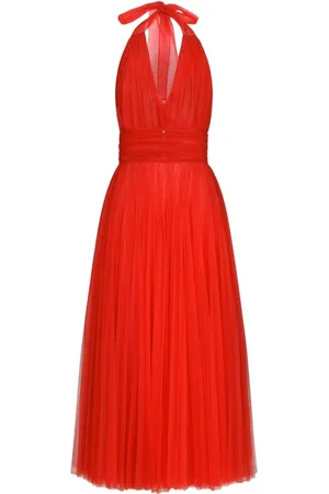 Dolce & Gabbana Vestido midi de tul con cuello halter