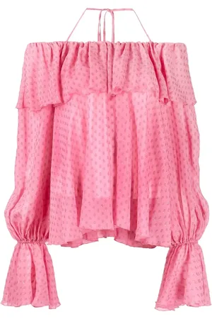 BLUMARINE Blusa con volantes y hombros descubiertos