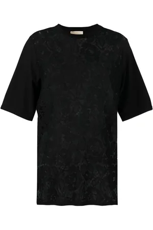 Elie saab Playera manga corta con ribete de encaje